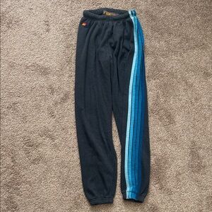 Aviator Nation 5 stripe Women’s Navy Joggers with Blue Stripes size Small S